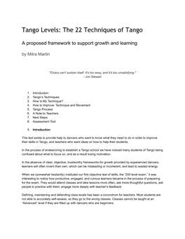 Tango Levels: the 22 Techniques of Tango