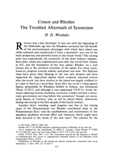 Conon and Rhodes: the Troubled Aftermath of Synoecism , Greek, Roman and Byzantine Studies, 24:4 (1983:Winter) P.333