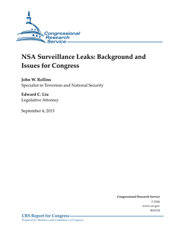 NSA Surveillance Leaks: Background and Issues for Congress