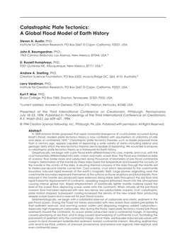 Catastrophic Plate Tectonics a Global Flood Model of Earth History.Indd