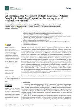 Echocardiographic Assessment of Right Ventricular–Arterial Coupling in Predicting Prognosis of Pulmonary Arterial Hypertension Patients