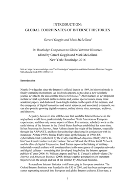 Global Coordinates of Internet Histories