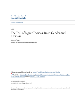 The Trial of Bigger Thomas: Race, Gender, and Trespass