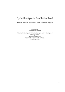 Cybertherapy Or Psychobabble?