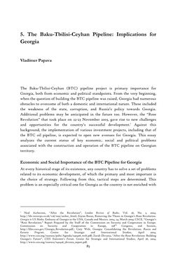 5. the Baku-Tbilisi-Ceyhan Pipeline: Implications for Georgia