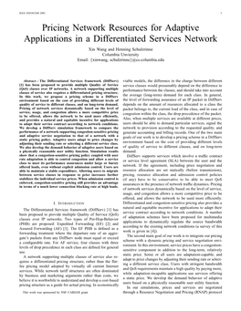 Pricing Network Resources for Adaptive Applications in A