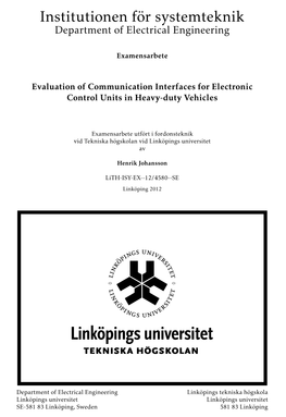Evaluation of Communication Interfaces for Electronic Control Units in Heavy-Duty Vehicles