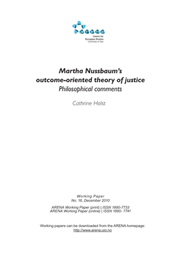 Martha Nussbaum's Outcome-Oriented Theory of Justice