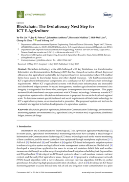 Blockchain: the Evolutionary Next Step for ICT E-Agriculture