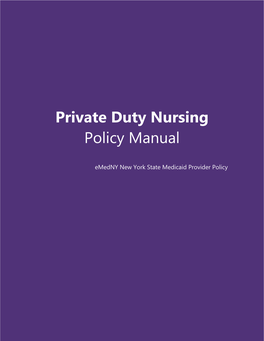 Private Duty Nursing Policy Manual