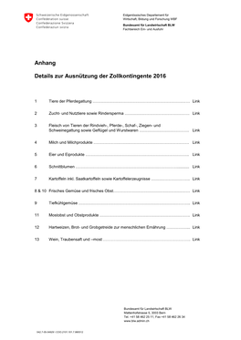 Anhang Details Zur Ausnützung Der Zollkontingente 2016