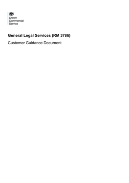 General Legal Services (RM 3786) Customer Guidance Document
