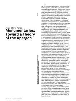 Monumentaries: Toward a Theory of the Apergon