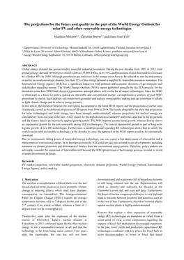 The Projections for the Future and Quality in the Past of the World Energy Outlook for Solar PV and Other Renewable Energy Technologies