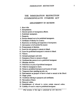 The Immigration Restriction (Commonwealth Citizens) Act