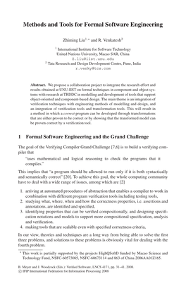 Methods and Tools for Formal Software Engineering