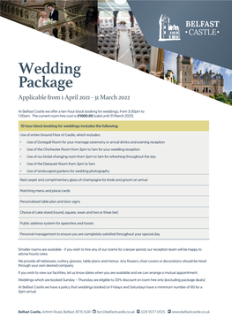 Wedding Package Applicable from 1 April 2021 - 31 March 2022