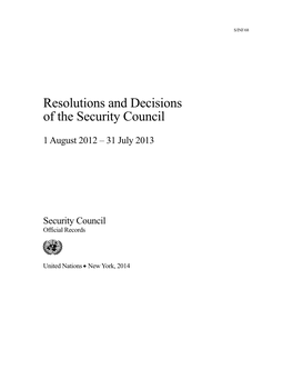 Resolutions and Decisions of the Security Council