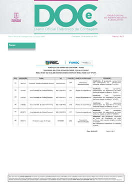 Diário Oficial De Contagem - Edição 5097 Contagem, 28 De Junho De 2021 Página 1 De 72