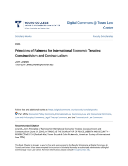 Principles of Fairness for International Economic Treaties: Constructivism and Contractualism