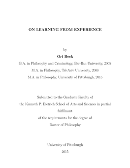 On Learning from Experience