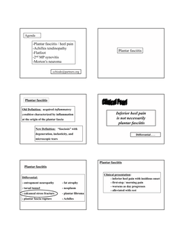 Inferior Heel Pain Is Not Necessarily Plantar Fasciitis