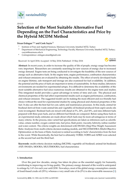 Selection of the Most Suitable Alternative Fuel Depending on the Fuel Characteristics and Price by the Hybrid MCDM Method