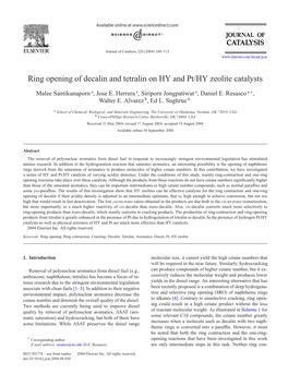 Ring Opening of Decalin and Tetralin on HY and Pt/HY Zeolite Catalysts