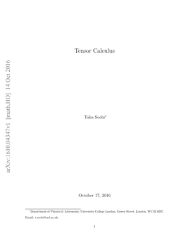 Tensor Calculus Arxiv:1610.04347V1 [Math.HO] 14 Oct 2016