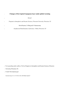 Changes of the Tropical Tropopause Layer Under Global Warming