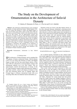 The Study on the Development of Ornamentation in the Architecture of Safavid Dynasty N