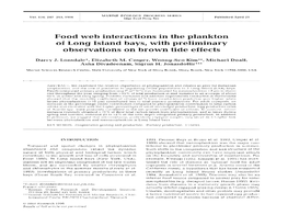 Food Web Interactions in the Plankton of Long Island Bays, with Preliminary Observations on Brown Tide Effects