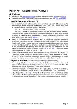 Psalm 79— Logotechnical Analysis Guidelines • Please Read the General Introduction As Well As the Introduction to Book I and Book III