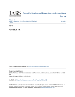 Genocide Studies and Prevention: an International Journal