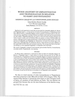 Wood Anatomy of Limnanthaceae and Tropaeolaceae in Relation to Habit and Phylogeny