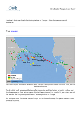 New Era for Ashgabat and Baku?