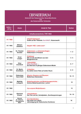 DER WEITE RAUM Zeitschrift Der Kaiserswerther Generalkonferenz Und Des Kaiserswerther Verbandes