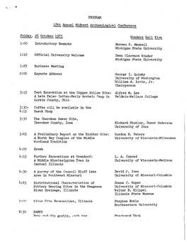 1973 Midwest Archaeological Conference Program