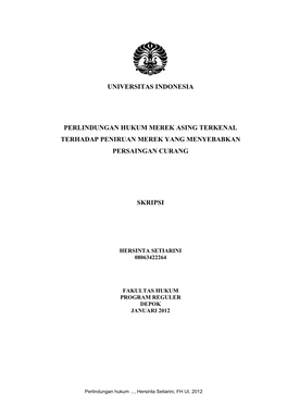 Universitas Indonesia Perlindungan Hukum Merek Asing Terkenal