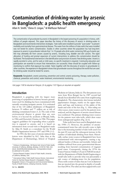 Contamination of Drinking-Water by Arsenic in Bangladesh: a Public Health Emergency Allan H