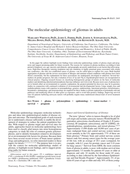 The Molecular Epidemiology of Gliomas in Adults