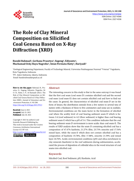 The Role of Clay Mineral Composition on Silicified Coal Genesa Based on X-Ray Diffraction (XRD)