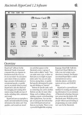 Macintosh Hypercard 1.2 Software Overview