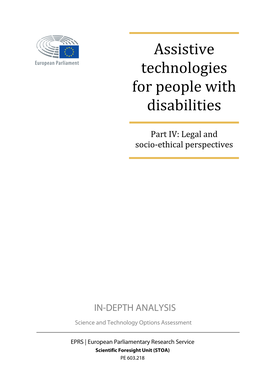 Assistive Technologies for People with Disabilities Part IV: Legal and Socio-Ethical Perspectives