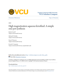 High Magnetization Aqueous Ferrofluid: a Simple One-Pot Synthesis Kyler J