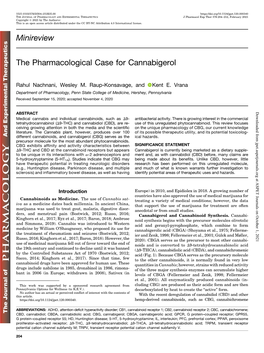 Minireview the Pharmacological Case for Cannabigerol