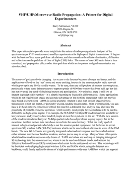 VHF/UHF/Microwave Radio Propagation: a Primer for Digital Experimenters