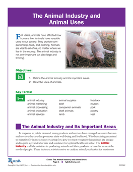 The Animal Industry and Animal Uses