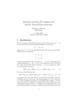 Quantum Products for Mapping Tori and the Atiyah-Floer Conjecture