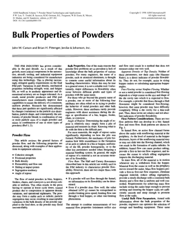 Bulk Properties of Powders